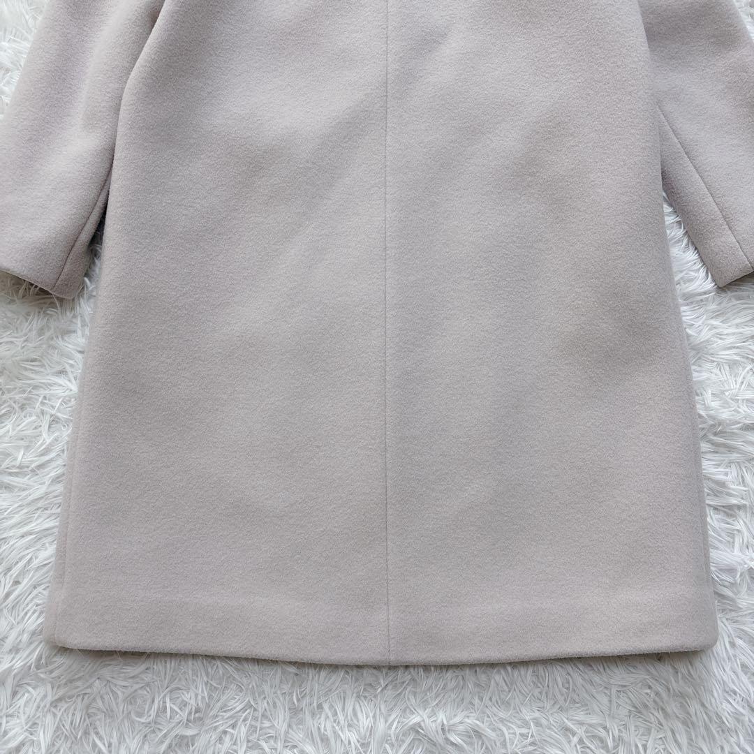 ANAYI アナイ ダブルビーバー クルーコート ノーカラー カシミヤ混 ピンク