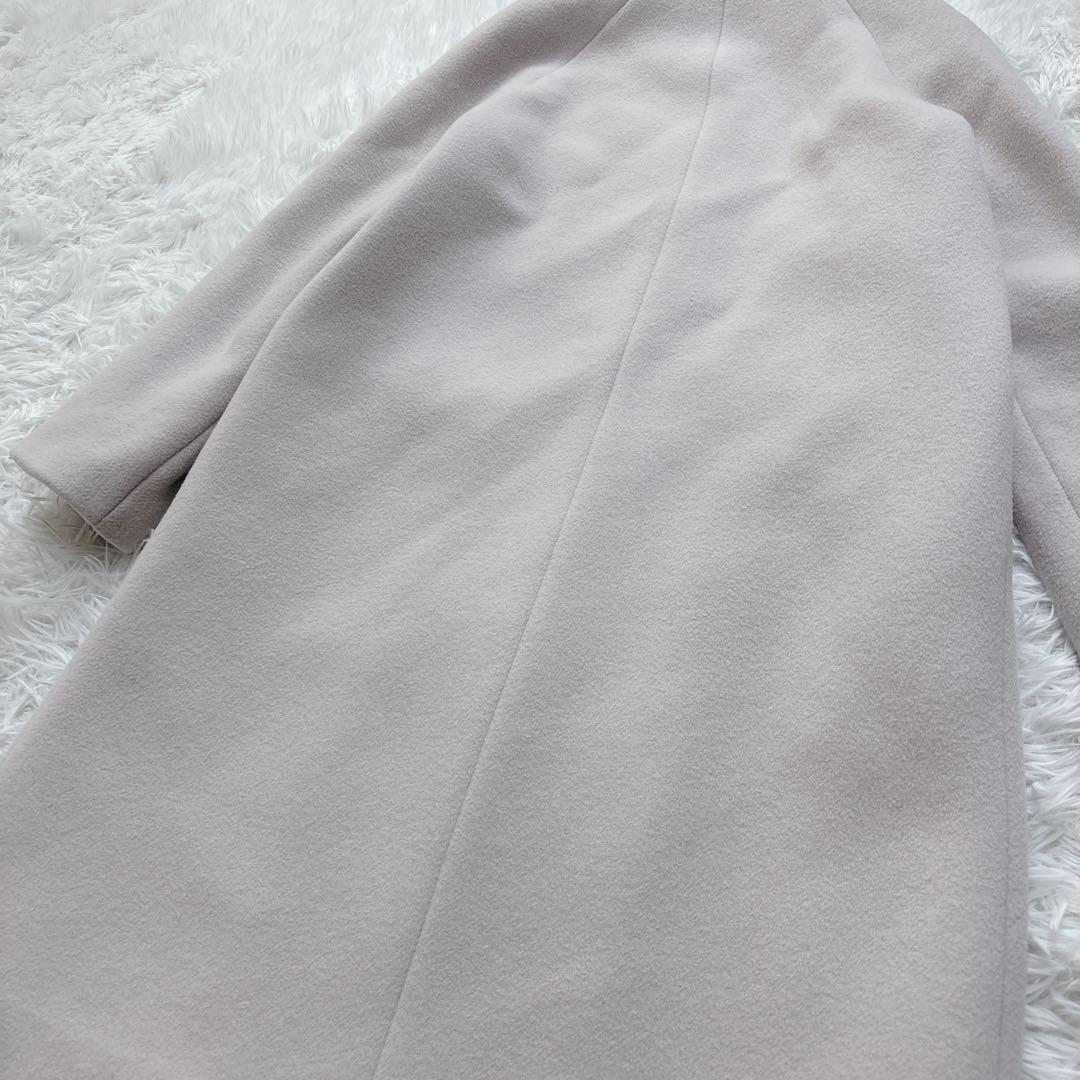 ANAYI アナイ ダブルビーバー クルーコート ノーカラー カシミヤ混 ピンク