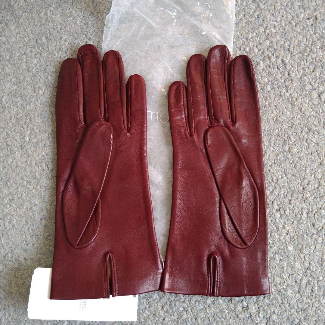 セレモネーター革手袋裏シルクワインレッド