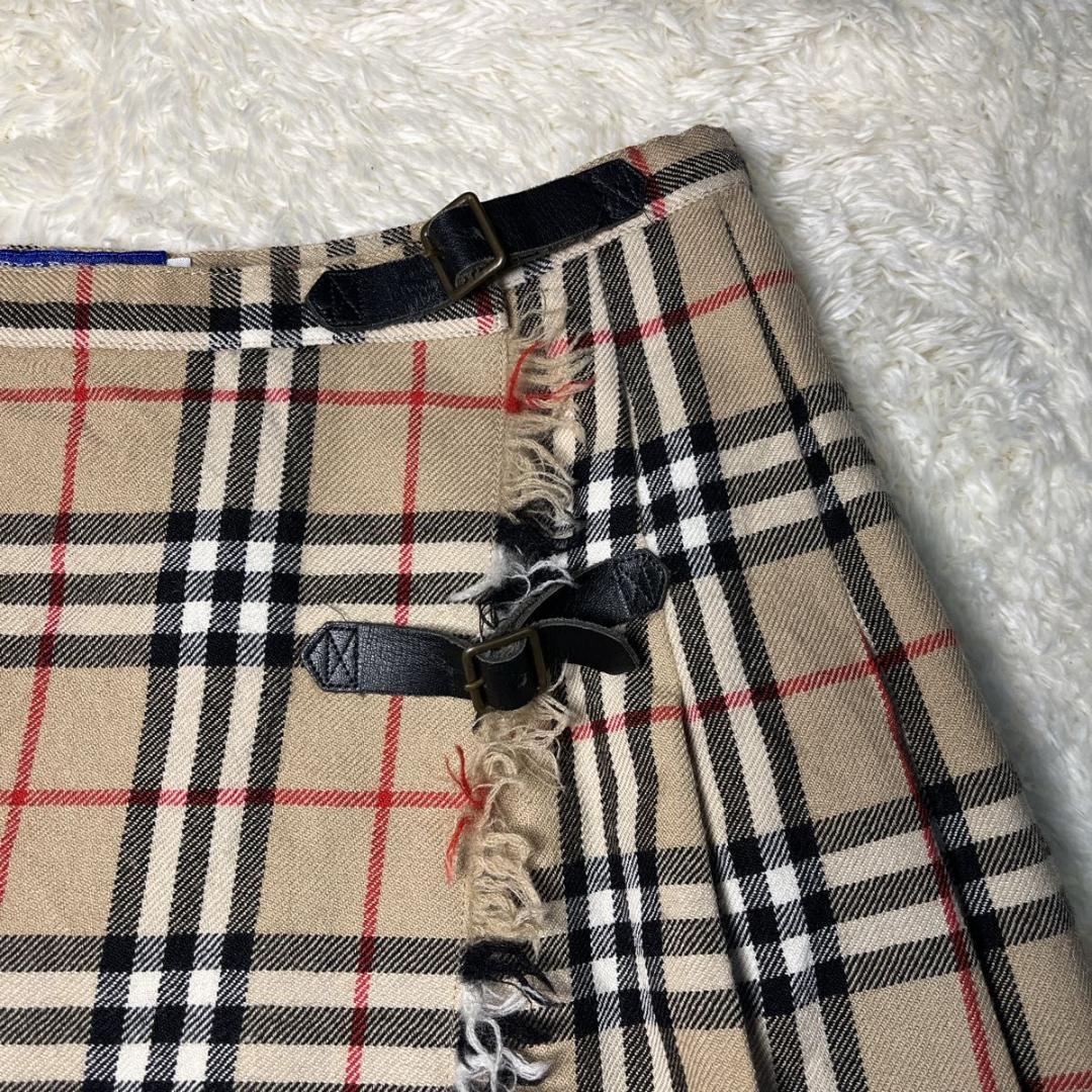 バーバリーブルーレーベル プリーツスカート 38 ノバチェック 　ベージュ