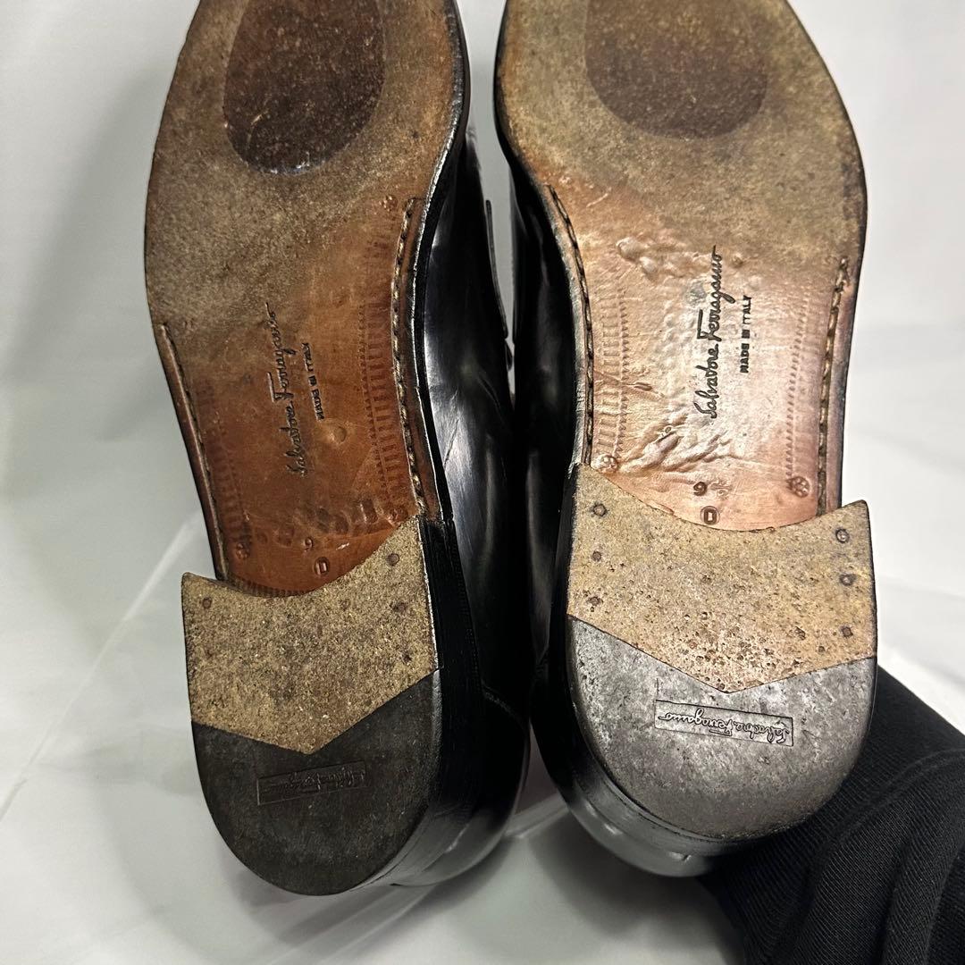 フェラガモ☆メンズ☆革靴☆レザーローファー☆ブラック☆サイズ9.5 D☆186