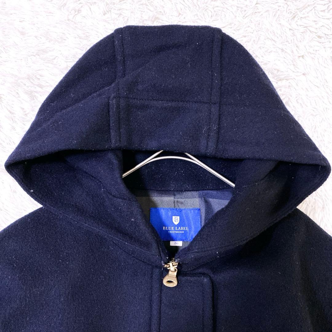 ブルーレーベルクレストブリッジ ウールフーデットショートコート 36 S相当