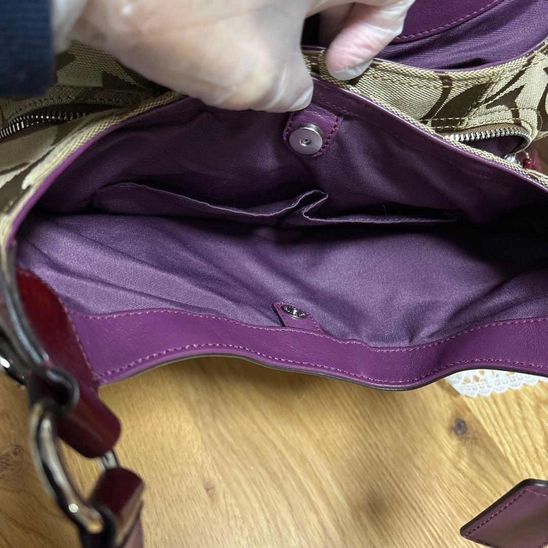 COACH ショルダーバッグ ベージュ/バーガンディ