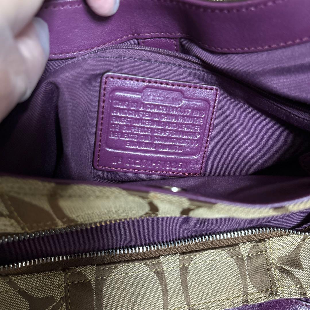 COACH ショルダーバッグ ベージュ/バーガンディ