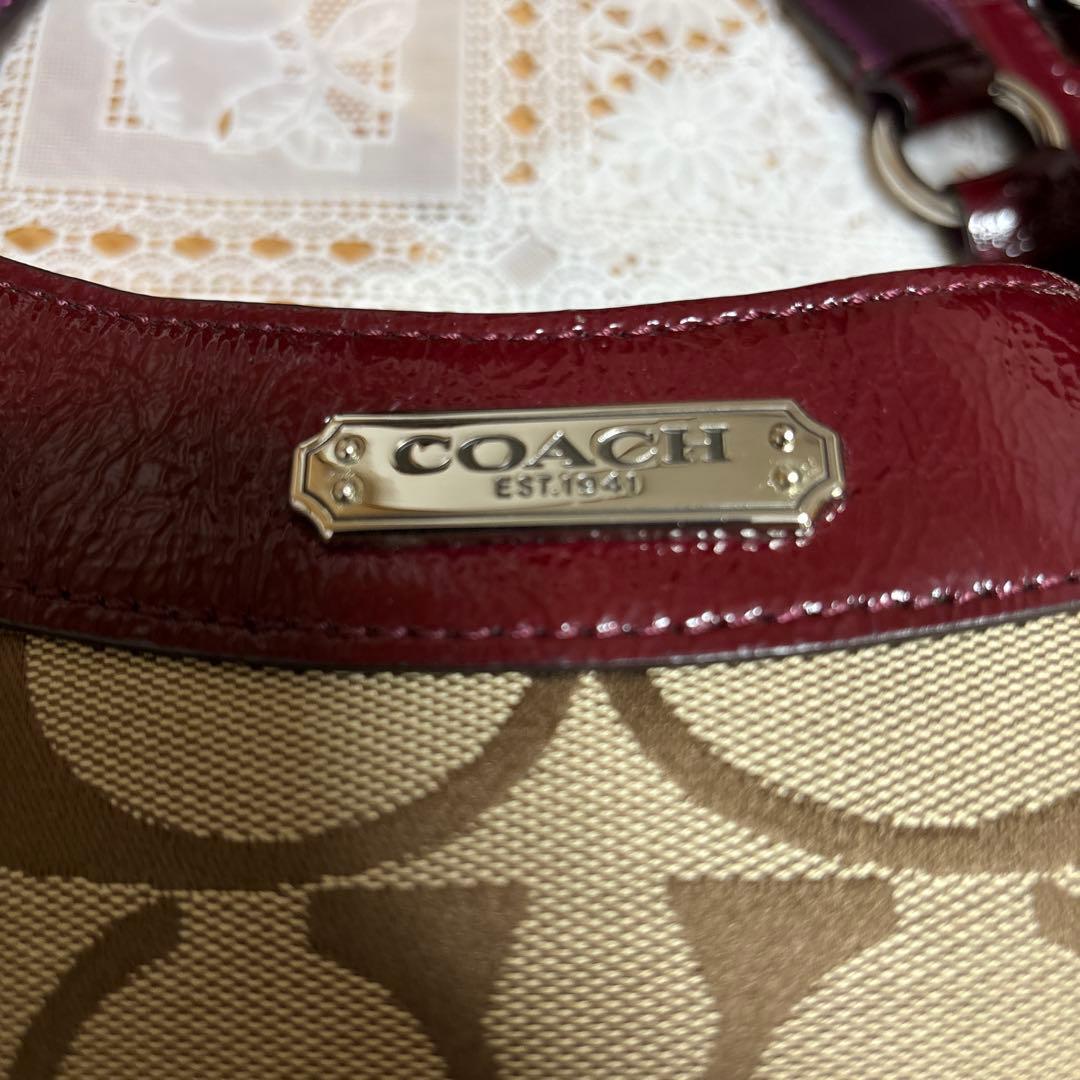 COACH ショルダーバッグ ベージュ/バーガンディ