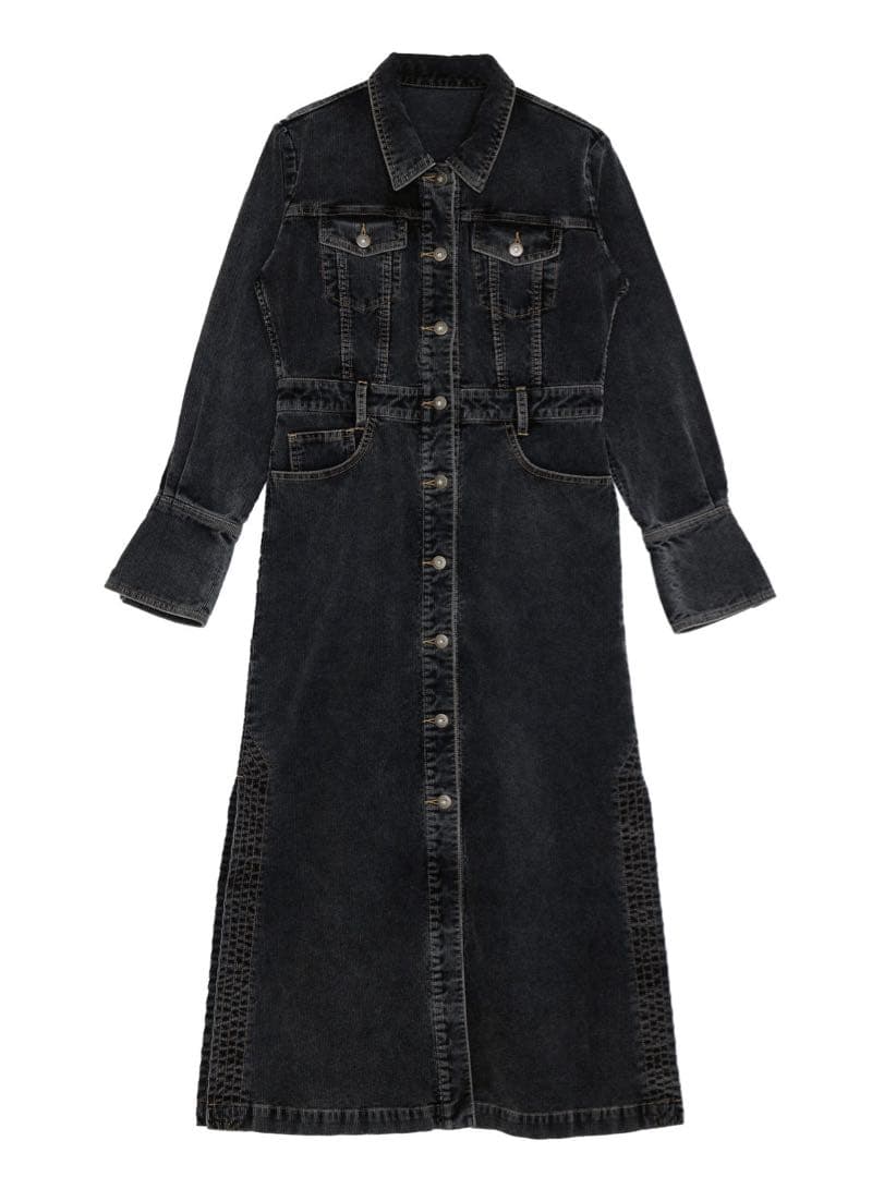 新品 Ameri I LINE CORDUROY SHIRT DRESS S