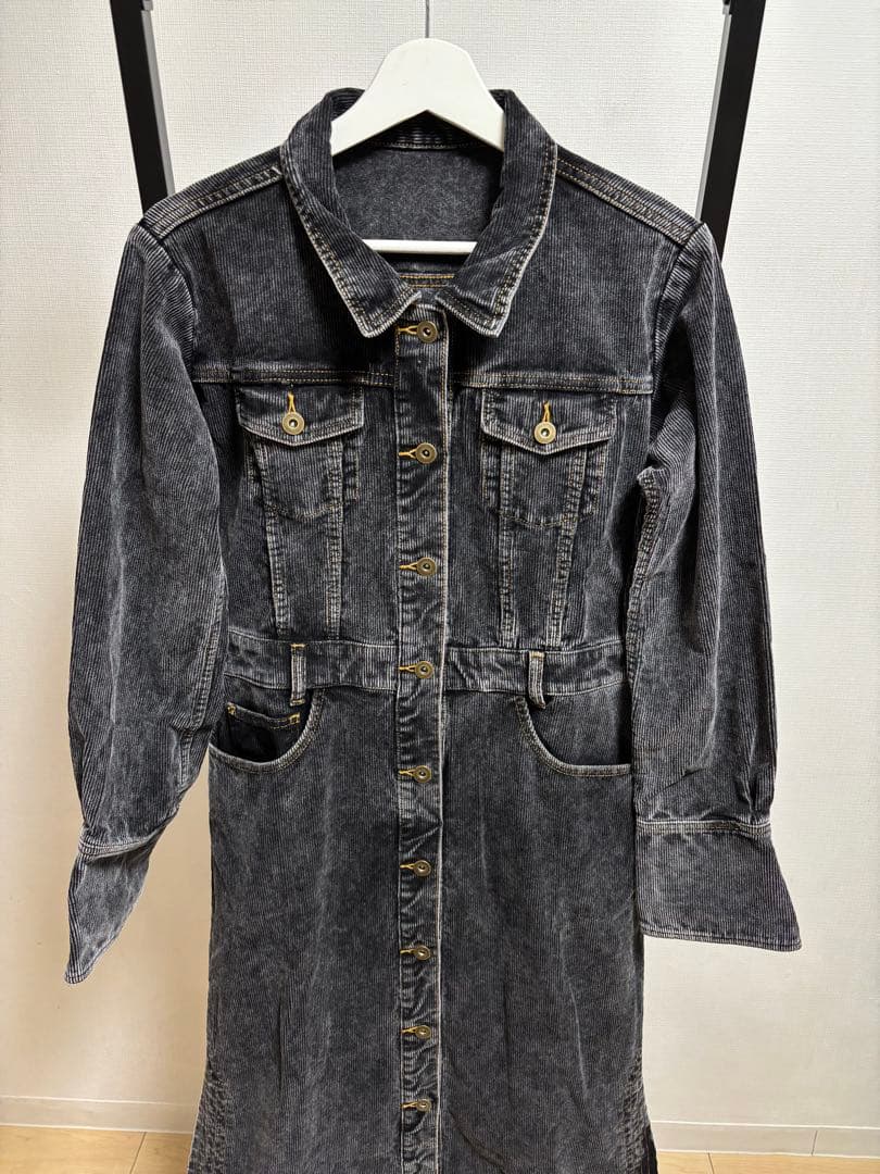 新品 Ameri I LINE CORDUROY SHIRT DRESS S