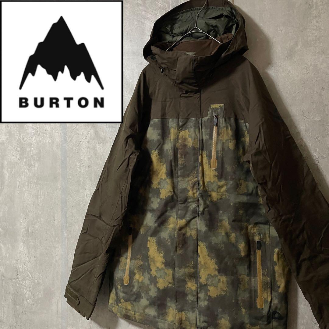 Burtonバートンスキーウェアスノーボードジャケットパーカー茶色カーキ迷彩総柄
