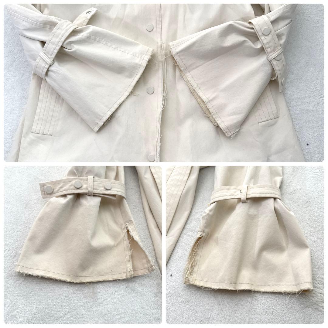 メゾンスペシャル コート ベルスリーブ カットオフ ロング ベルト付き ベージュ