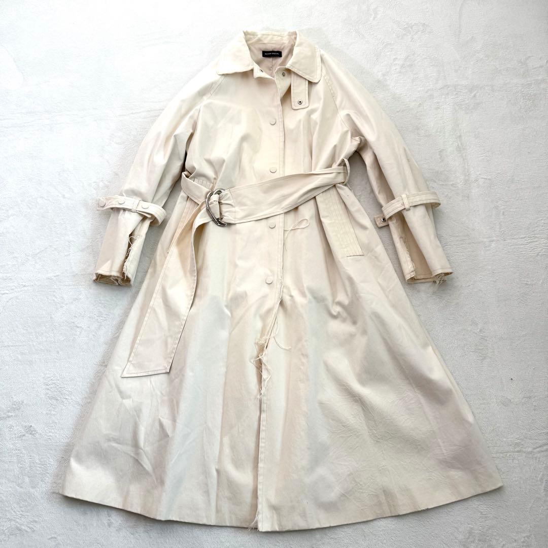 メゾンスペシャル コート ベルスリーブ カットオフ ロング ベルト付き ベージュ