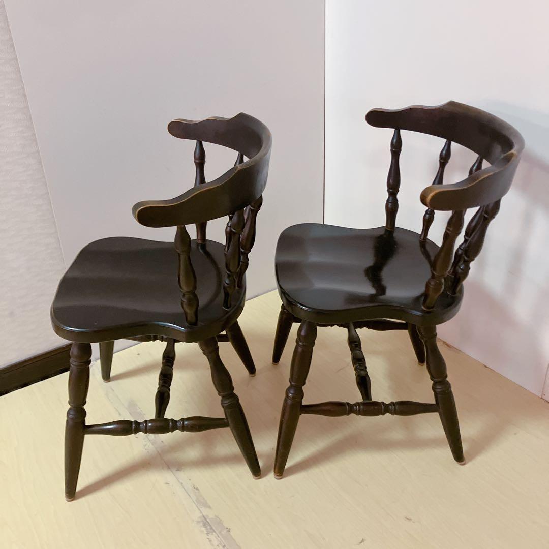 飛騨産業　木製　キャプテンチェア　2脚セット　ダイニングチェア　アームチェア　②