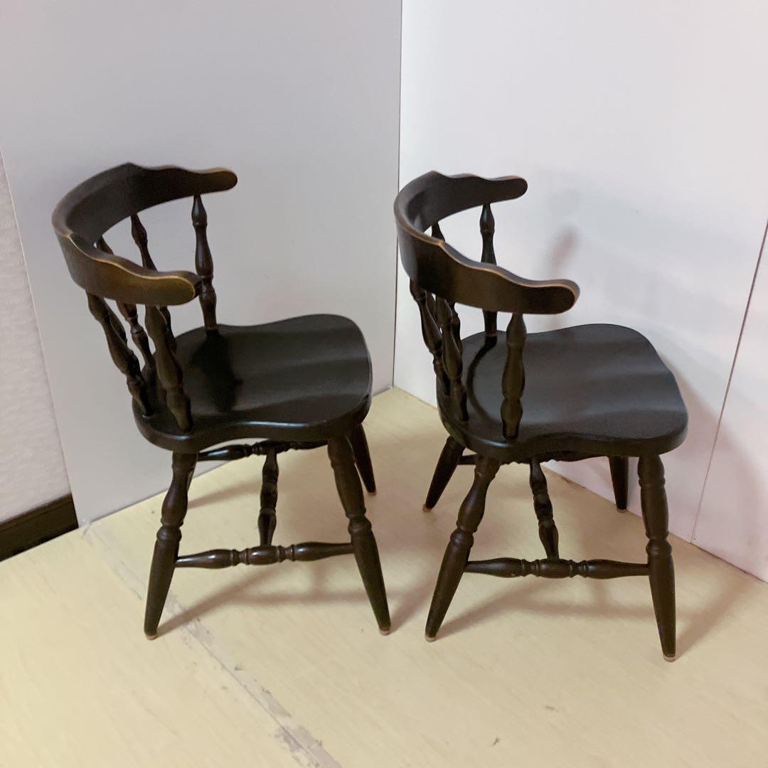 飛騨産業　木製　キャプテンチェア　2脚セット　ダイニングチェア　アームチェア　②