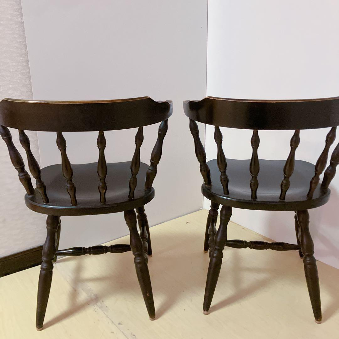 飛騨産業　木製　キャプテンチェア　2脚セット　ダイニングチェア　アームチェア　②