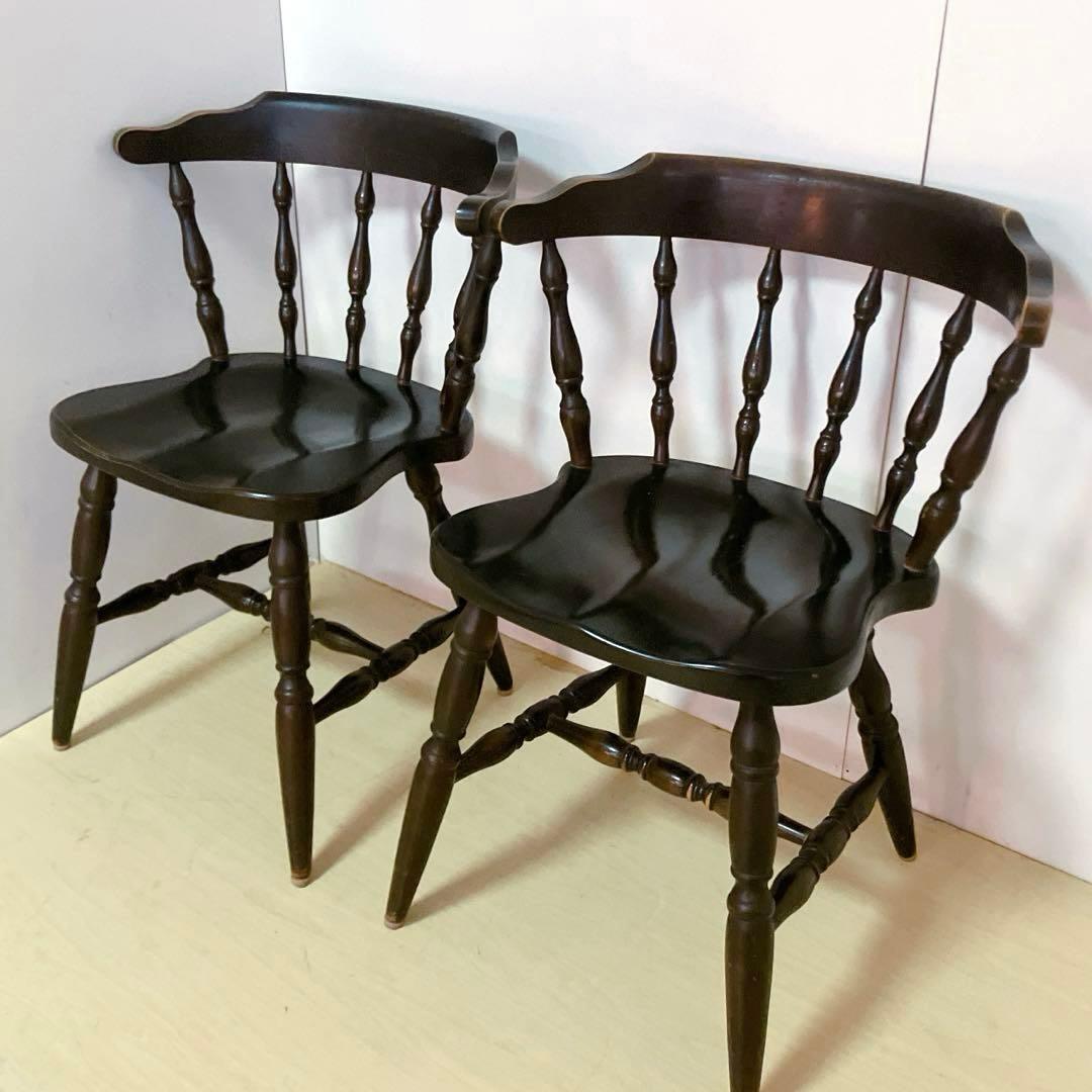 飛騨産業　木製　キャプテンチェア　2脚セット　ダイニングチェア　アームチェア　②