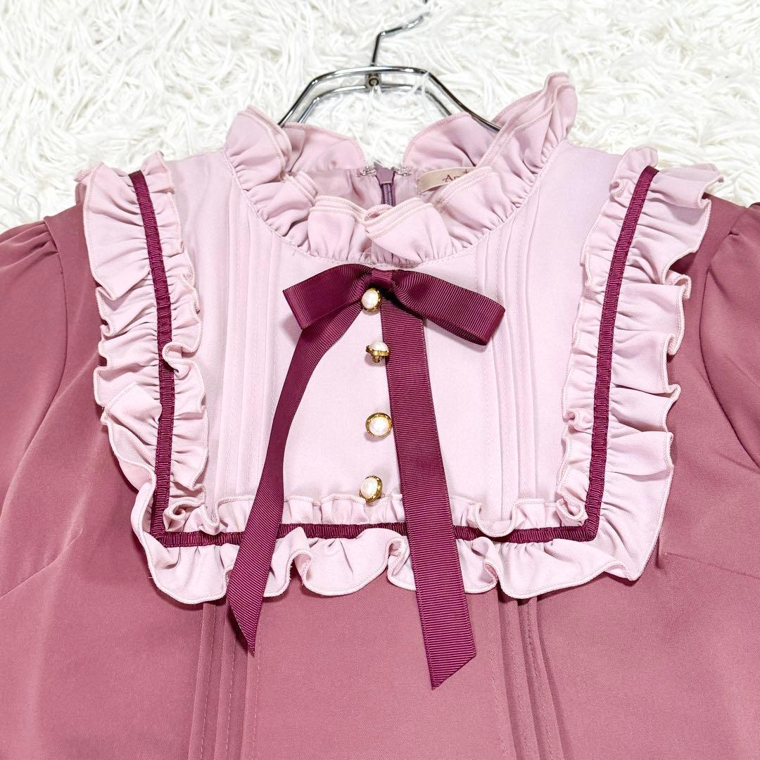 アマベル Antique Chic スクエアヨークワンピース　モカピンク