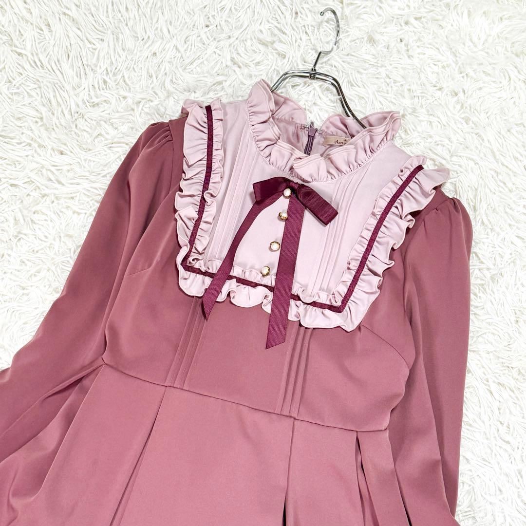 アマベル Antique Chic スクエアヨークワンピース　モカピンク