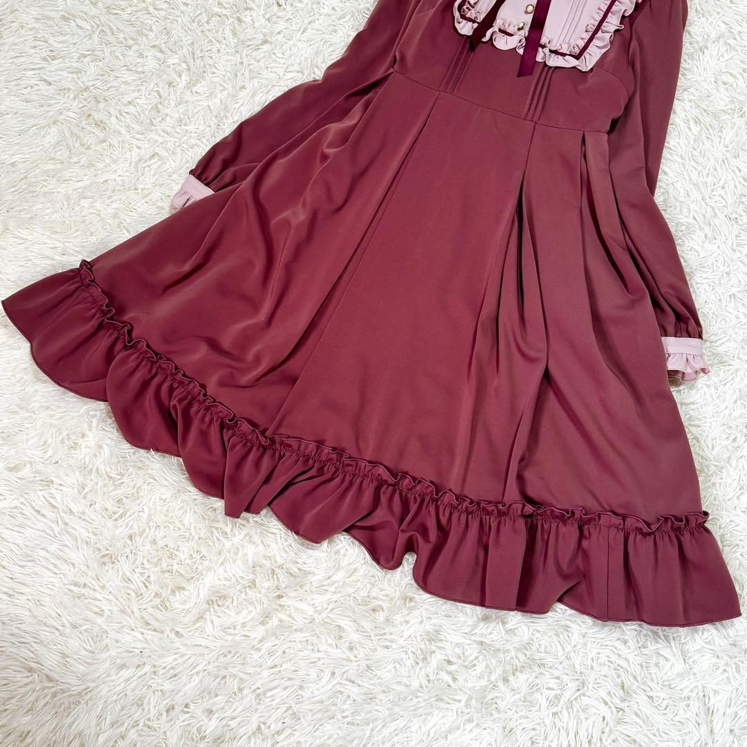 アマベル Antique Chic スクエアヨークワンピース　モカピンク