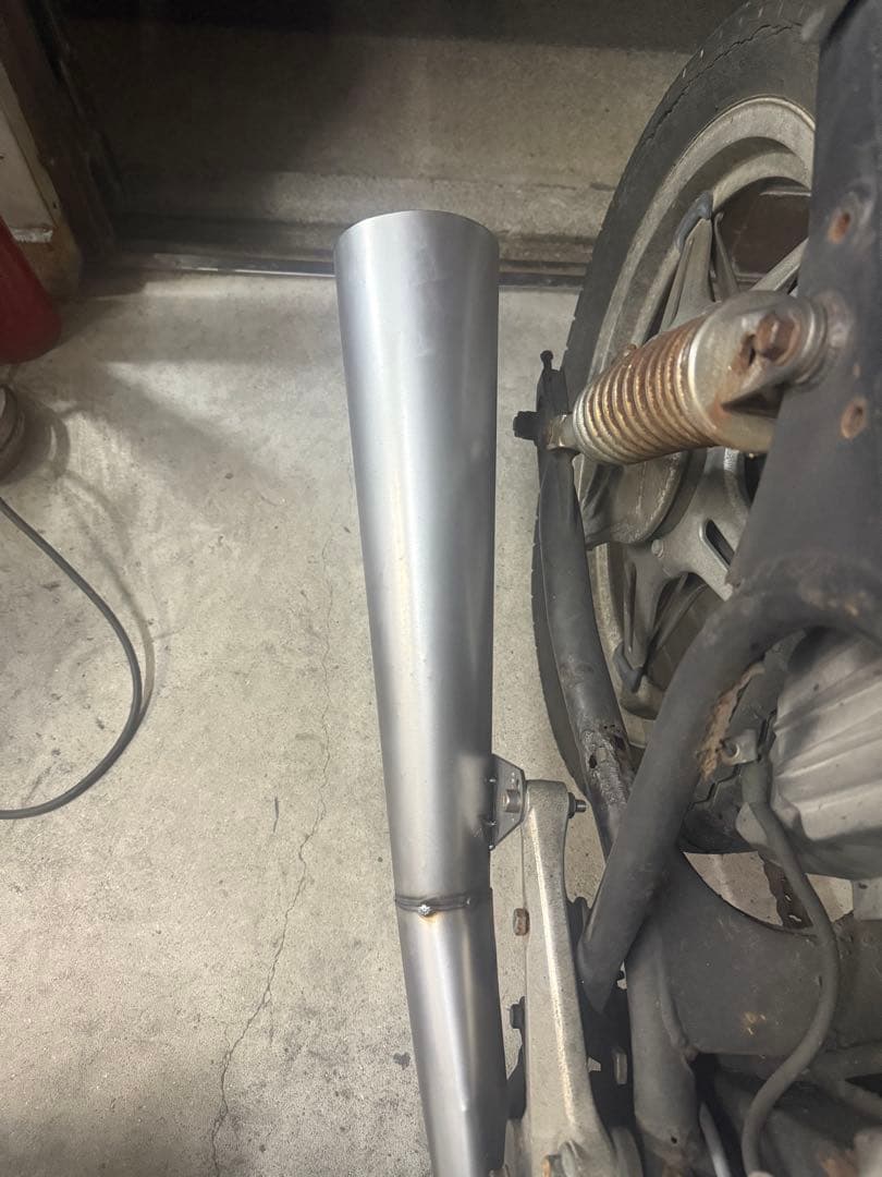 小鉄管/CB250T/400T/バブ/メガホンマフラー120φ/新品未使用/黒鉄