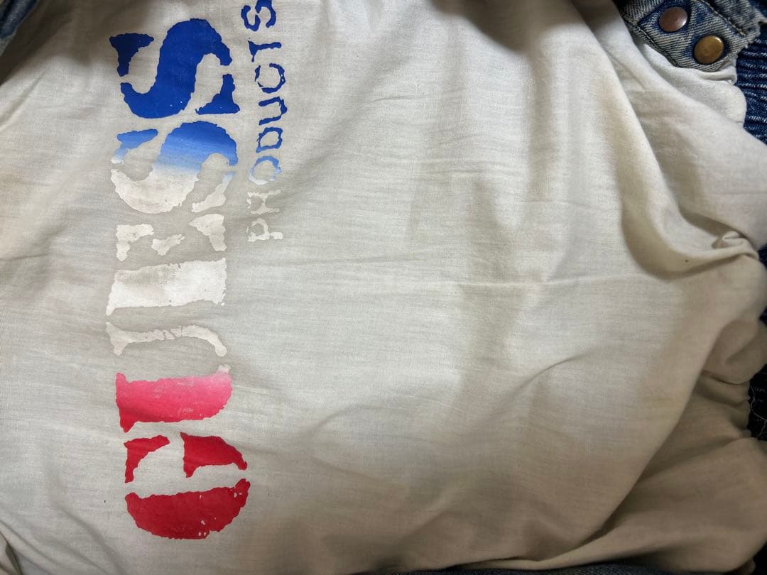 GUESS ヴィンテージ デニム×レザー 切替 ジャケット 短丈 ブルゾン