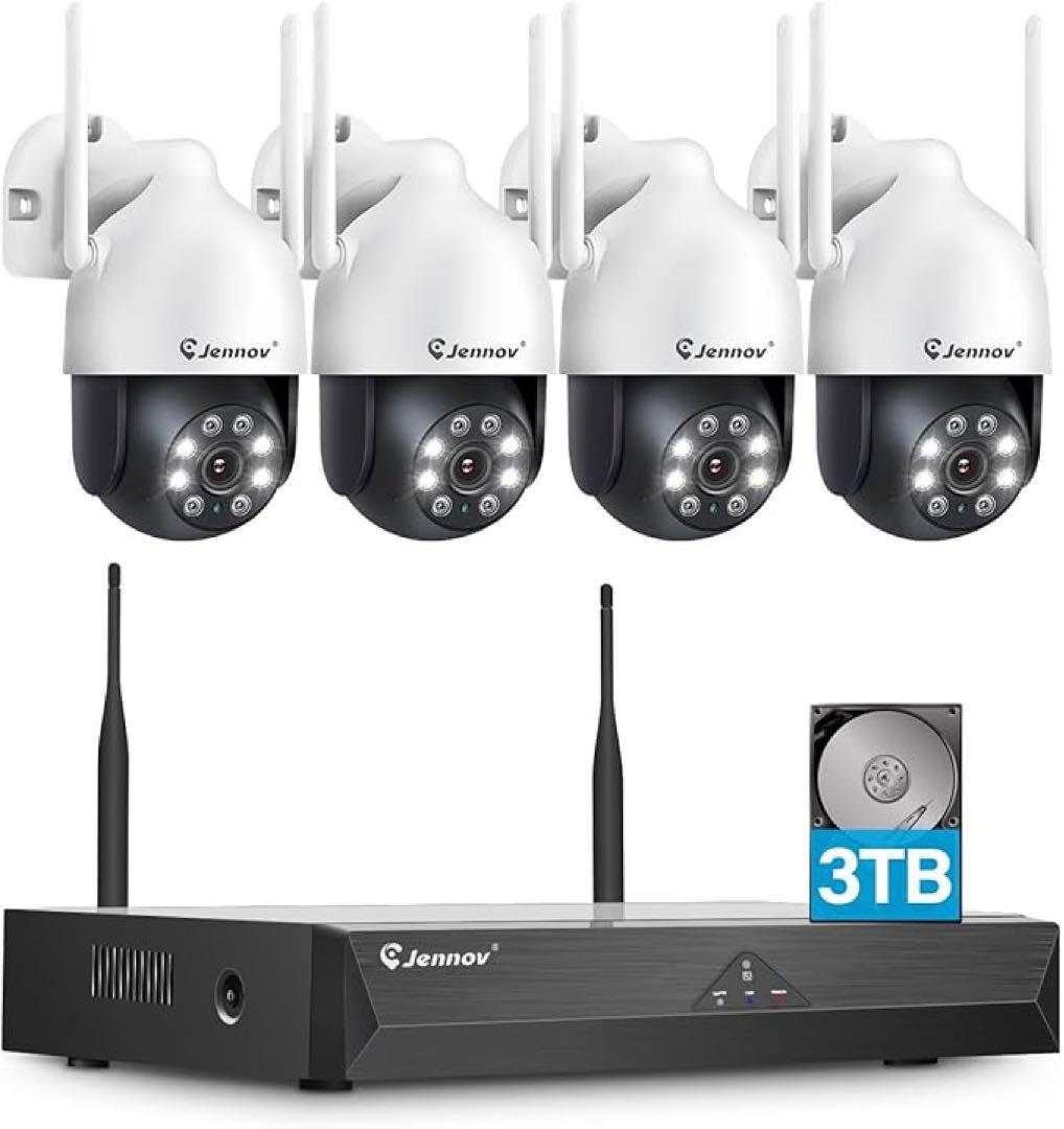 JENNOV防犯カメラ 屋外 ワイヤレス 500万画素対応 4台セット3TB内蔵