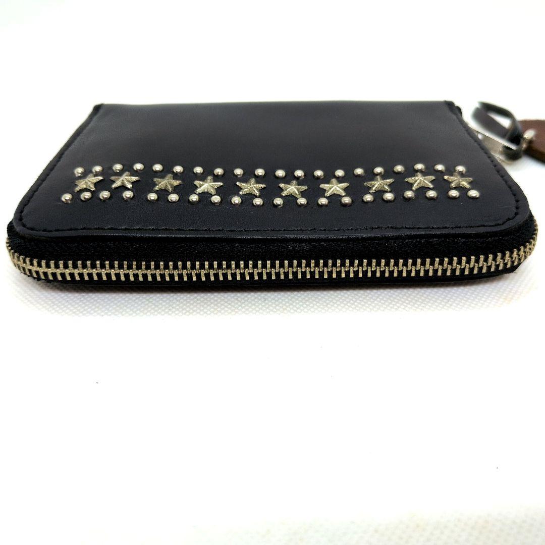 【極美品】HTC　T-2　ジッパー　ミディアムウォレット　スター　スタッズ　黒