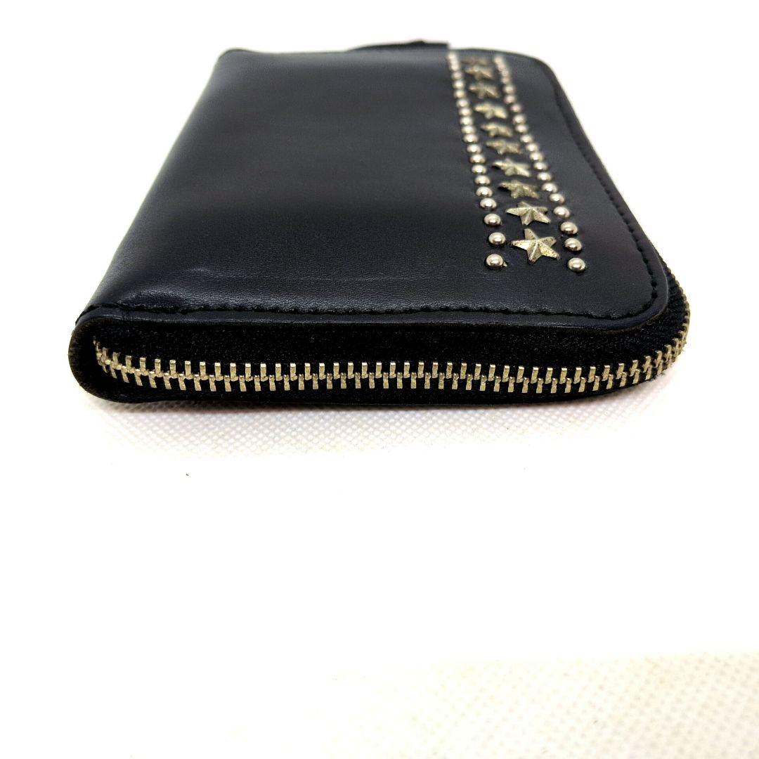 【極美品】HTC　T-2　ジッパー　ミディアムウォレット　スター　スタッズ　黒