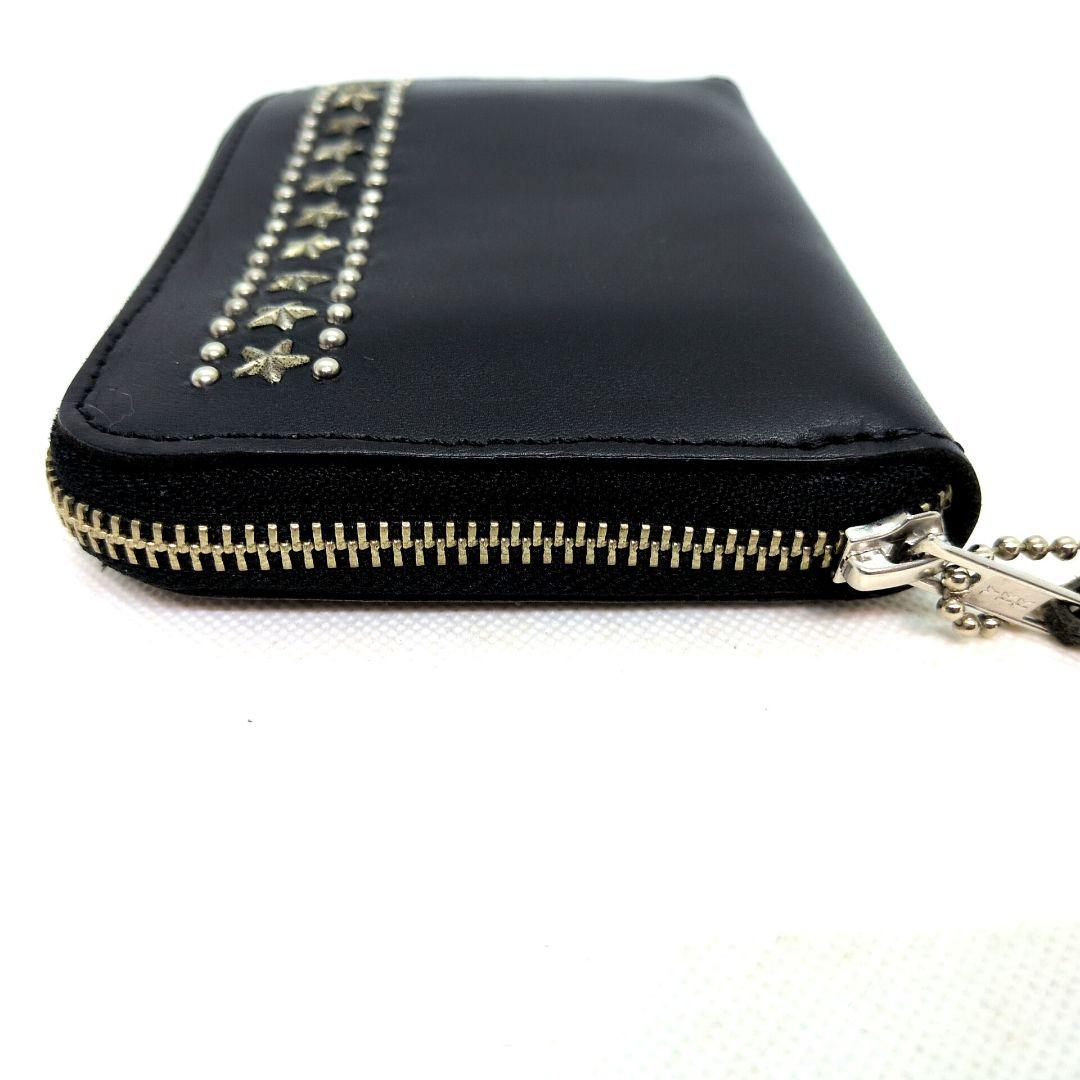 【極美品】HTC　T-2　ジッパー　ミディアムウォレット　スター　スタッズ　黒