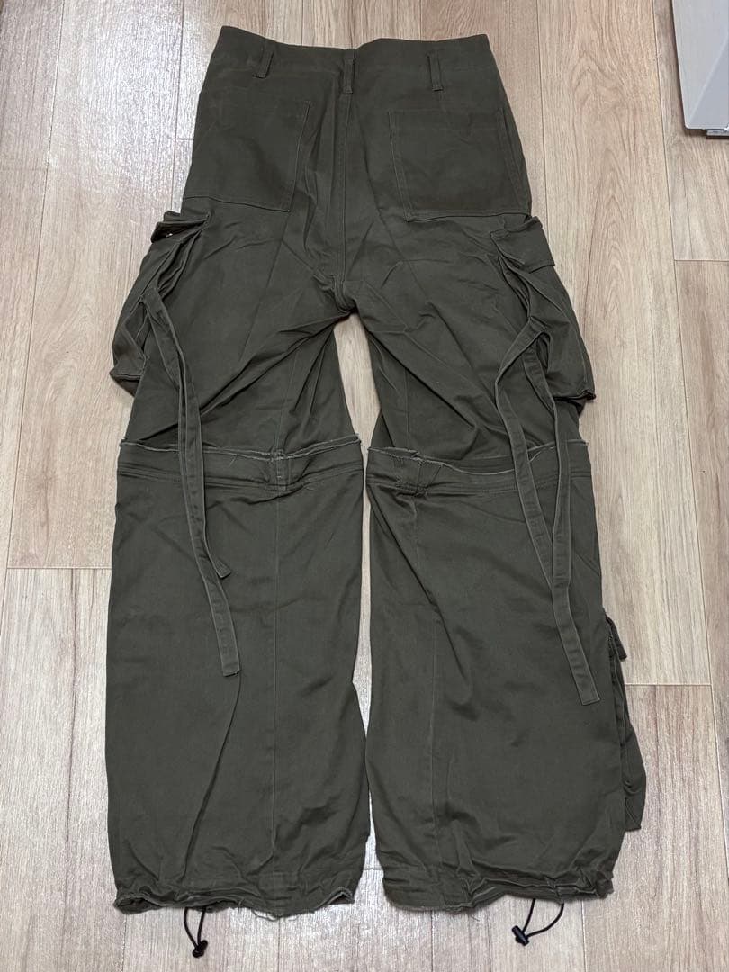 GRANCY ジップデザイン カーゴパンツ カーキ S