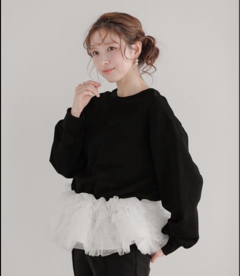 fitmore ミルフィーユフリルスウェット ブラック