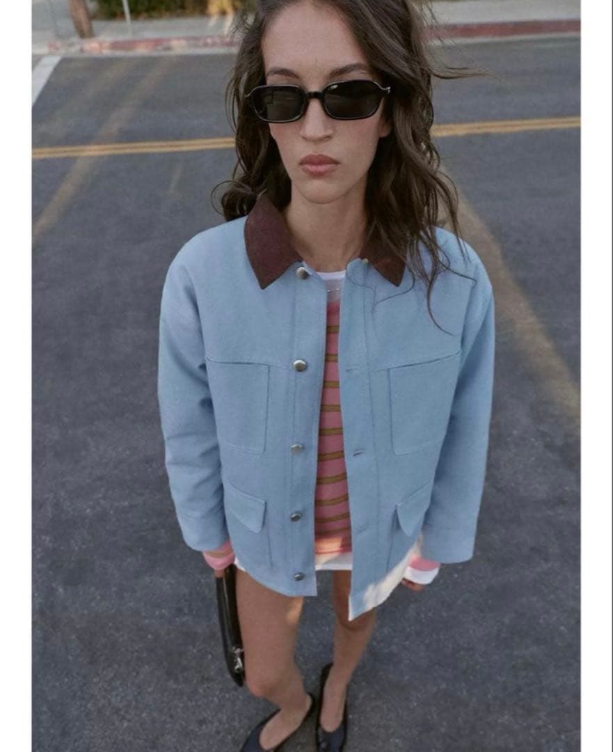 タグ付き新品★ZARAのコントラストカラーパフジャケット★Sサイズ★