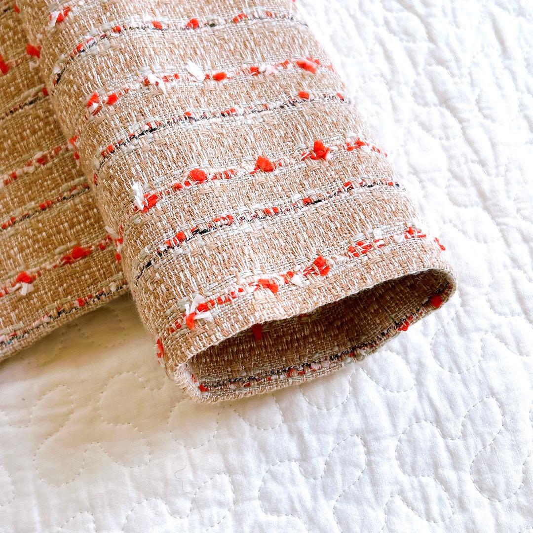 極美品 フォクシー 近年 定価13万 ツイードノーカラージャケット サンドマルチ