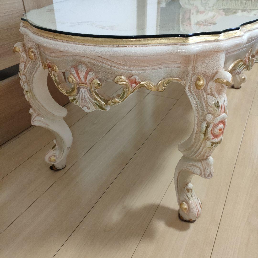 【モッキーマニア様用】ロココ調 センターテーブル ガラス天板