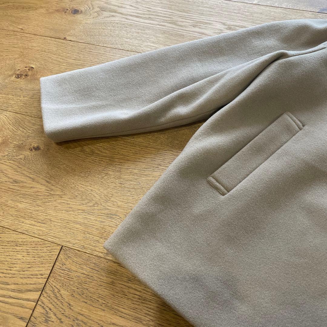 新品 フェルゥ コート サイズ2 スタンドネックウールライク キャメル系