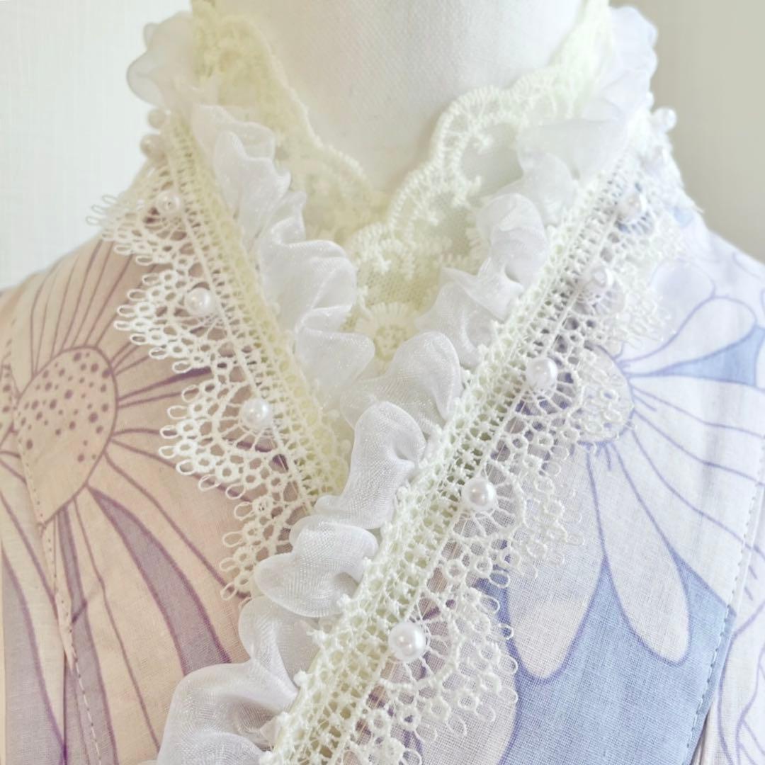 今流行りのショルダーレースフリルパール　成人式振袖　卒業式袴　浴衣着物　七五三