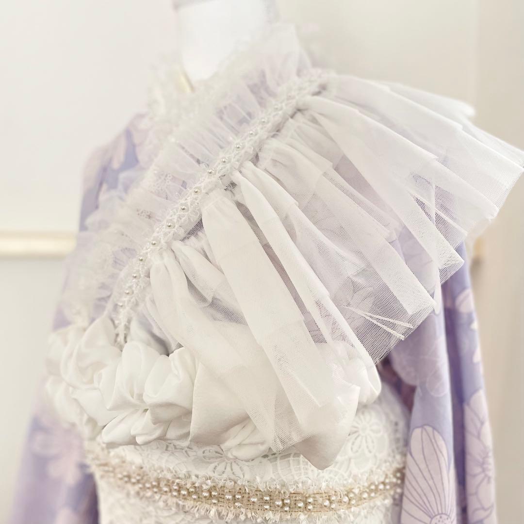 今流行りのショルダーレースフリルパール　成人式振袖　卒業式袴　浴衣着物　七五三