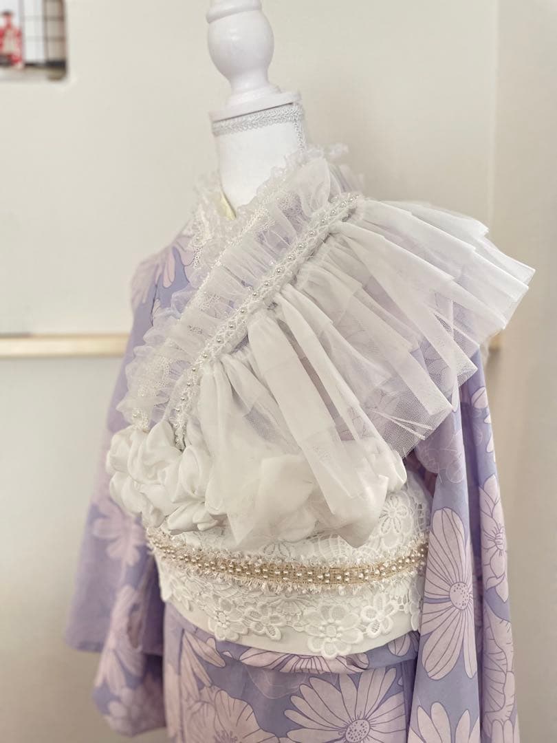 今流行りのショルダーレースフリルパール　成人式振袖　卒業式袴　浴衣着物　七五三