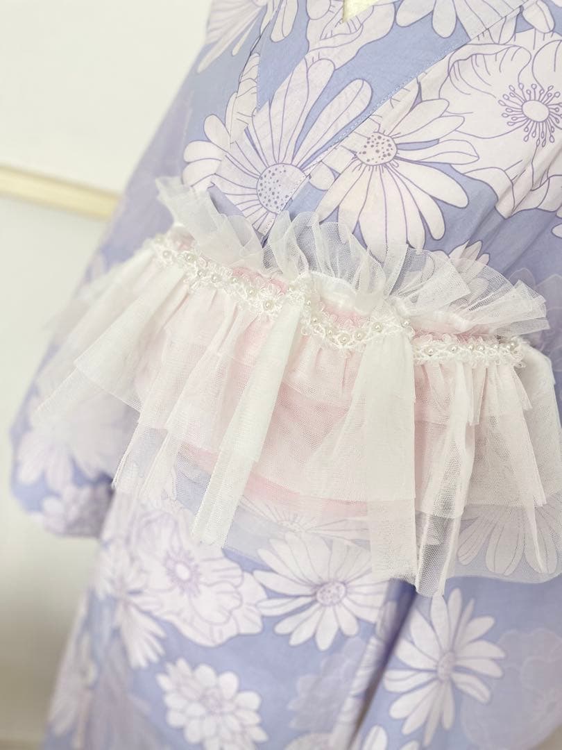 今流行りのショルダーレースフリルパール　成人式振袖　卒業式袴　浴衣着物　七五三