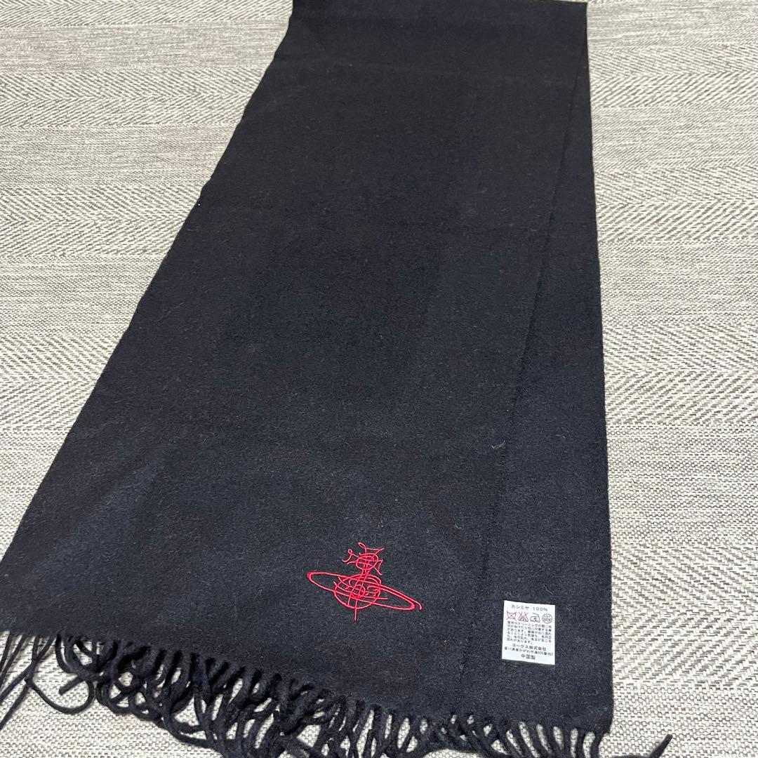 美品　vivienne westwood カシミヤ100%マフラー　ドクロ　ロゴ