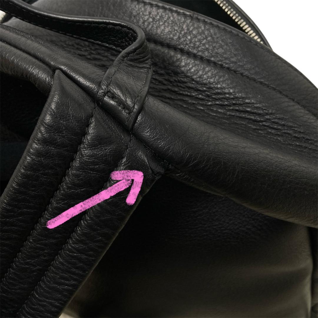 バレンシアガ エブリデイ バックパック リュック レザー シボ革 黒 ロゴ