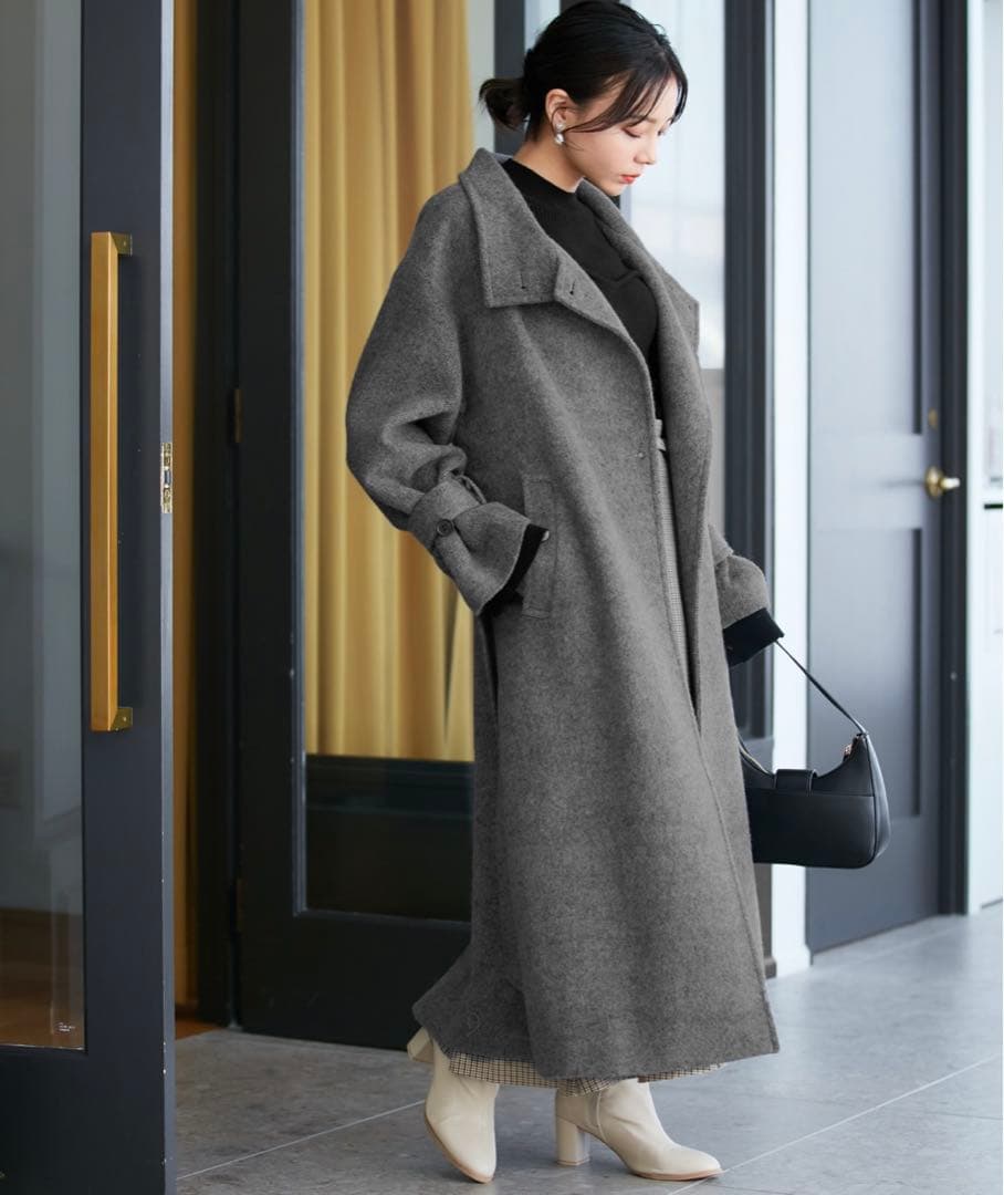 vis 【静電気防止】2way毛混シャギーロングコート