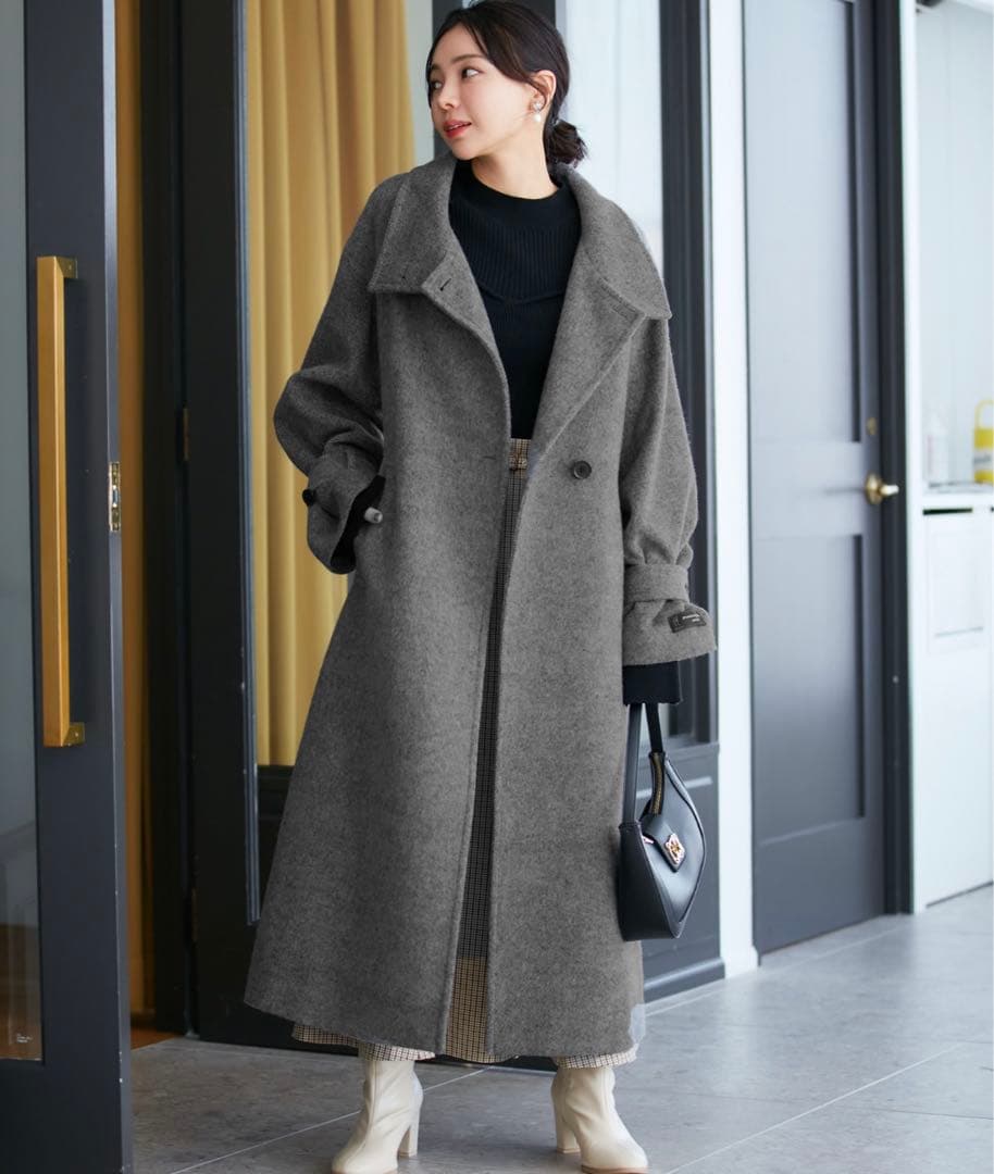 vis 【静電気防止】2way毛混シャギーロングコート