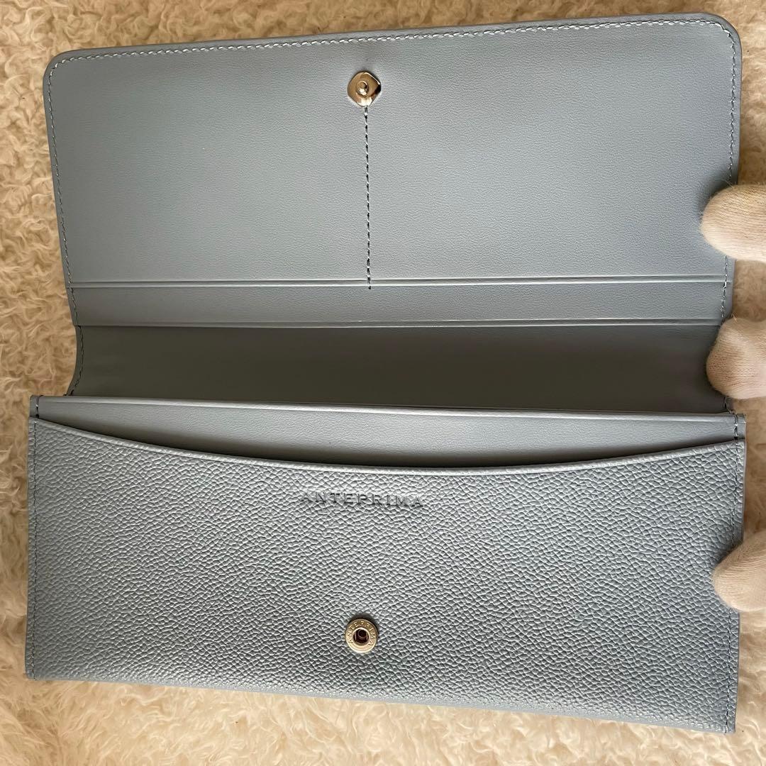 【未使用】アンテプリマ 長財布 スリム くすみブルー レザー 薄型