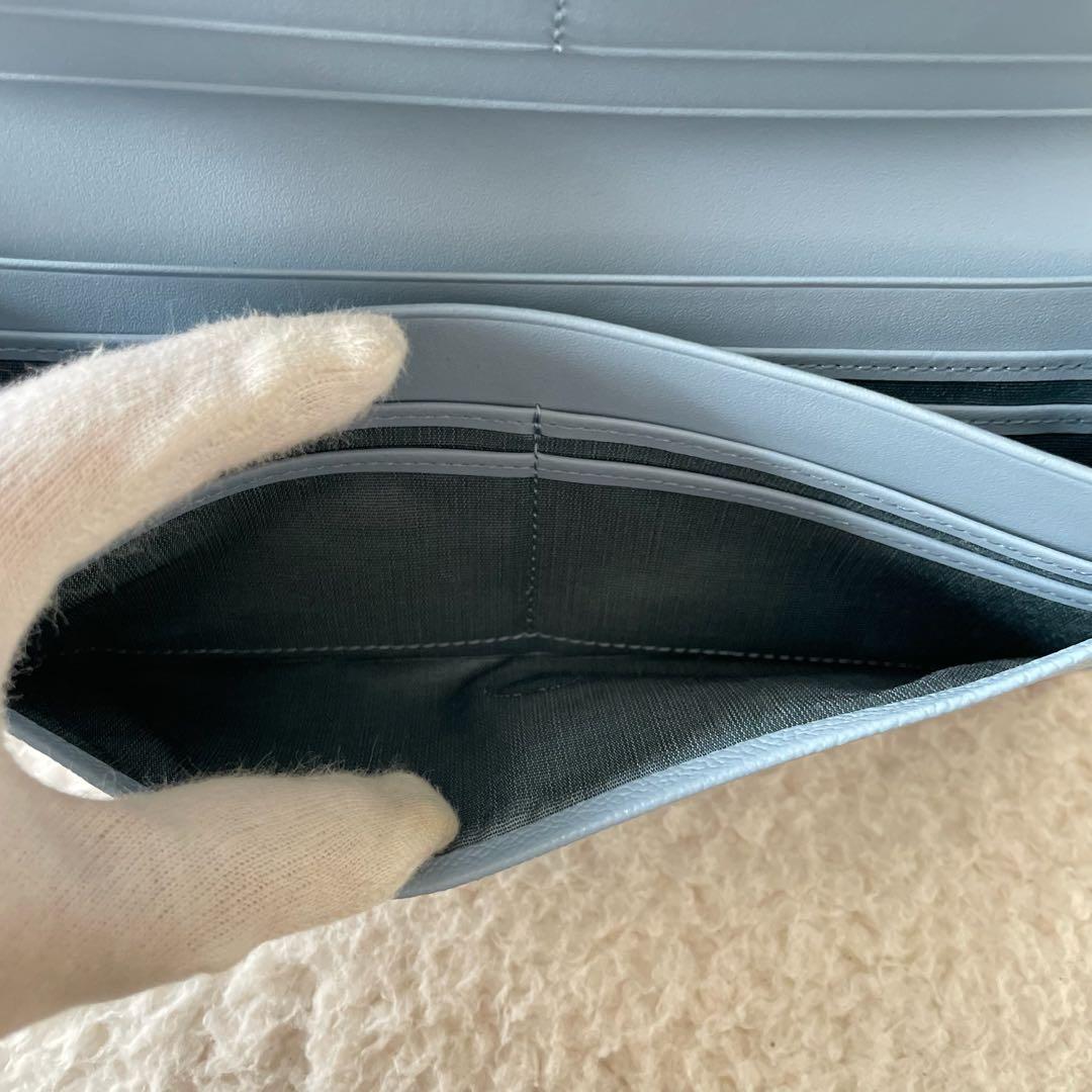 【未使用】アンテプリマ 長財布 スリム くすみブルー レザー 薄型