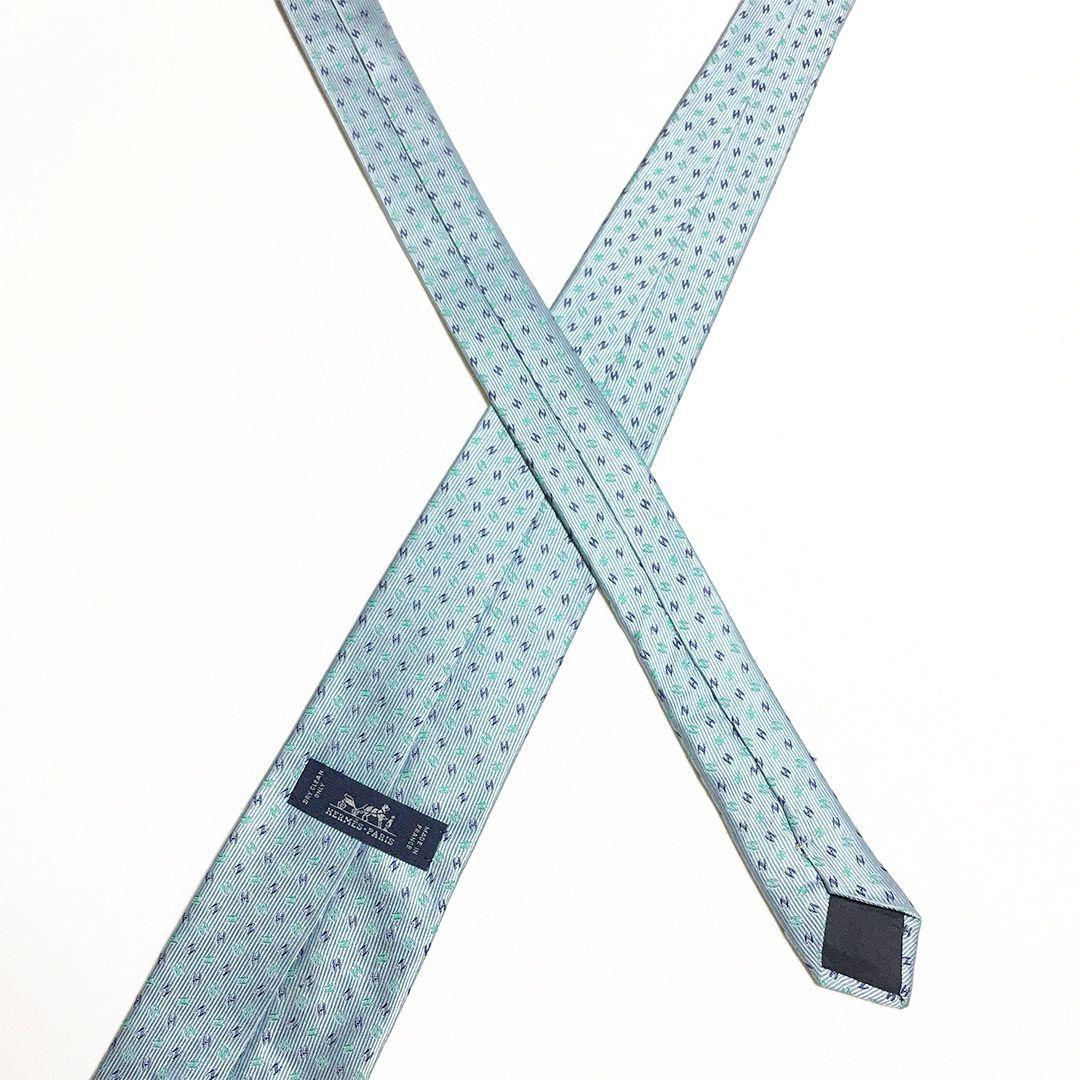 未使用級 エルメス HERMES ネクタイ シルク H織りタイ ファソネH H柄