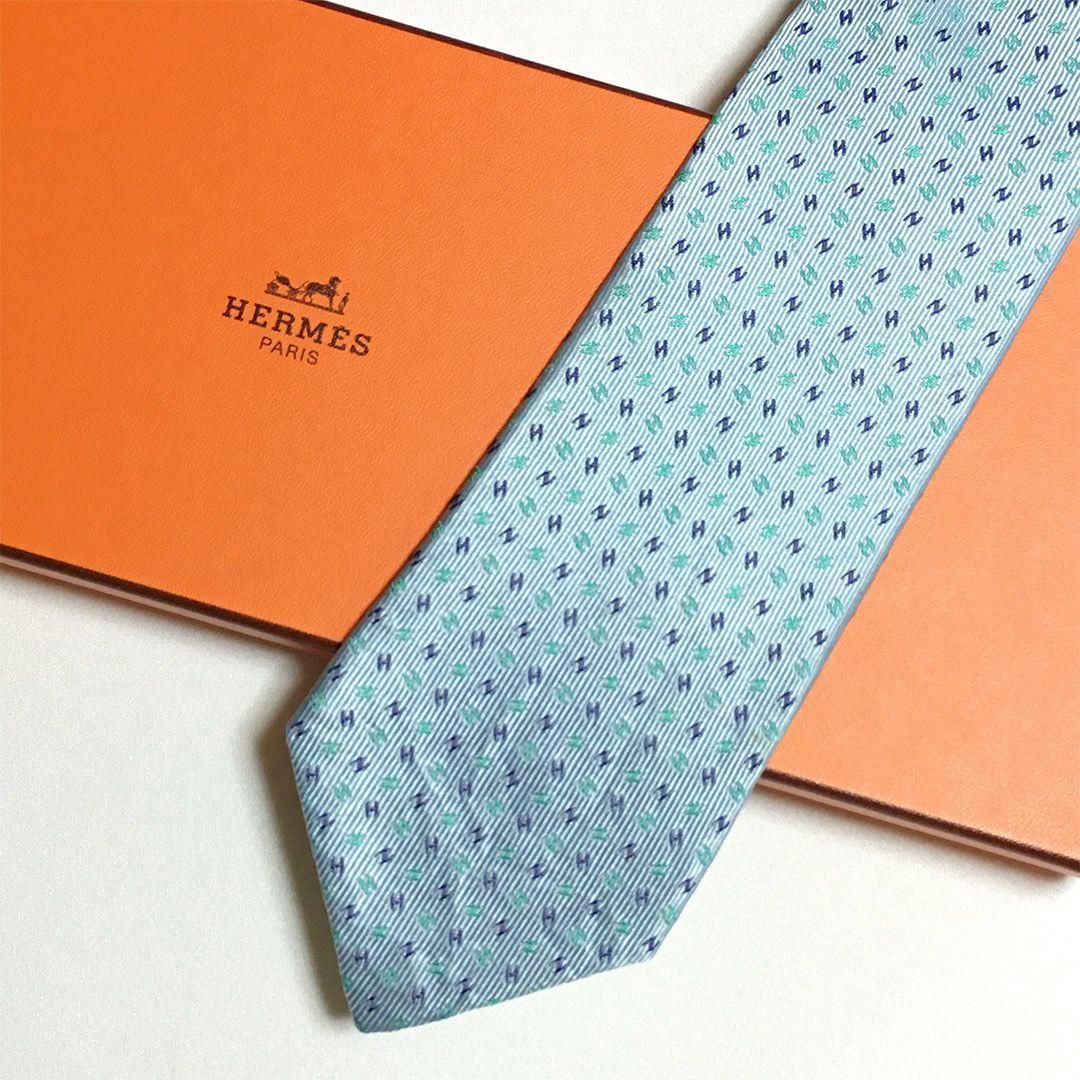 未使用級 エルメス HERMES ネクタイ シルク H織りタイ ファソネH H柄