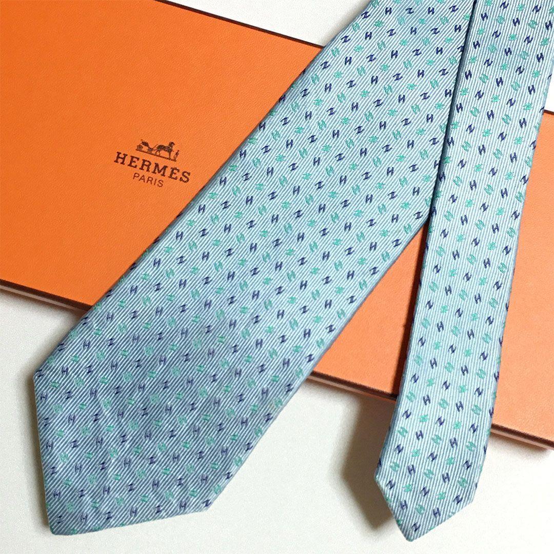 未使用級 エルメス HERMES ネクタイ シルク H織りタイ ファソネH H柄