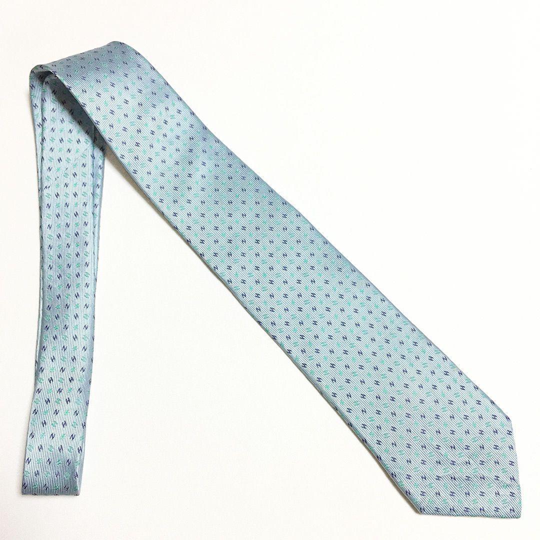 未使用級 エルメス HERMES ネクタイ シルク H織りタイ ファソネH H柄