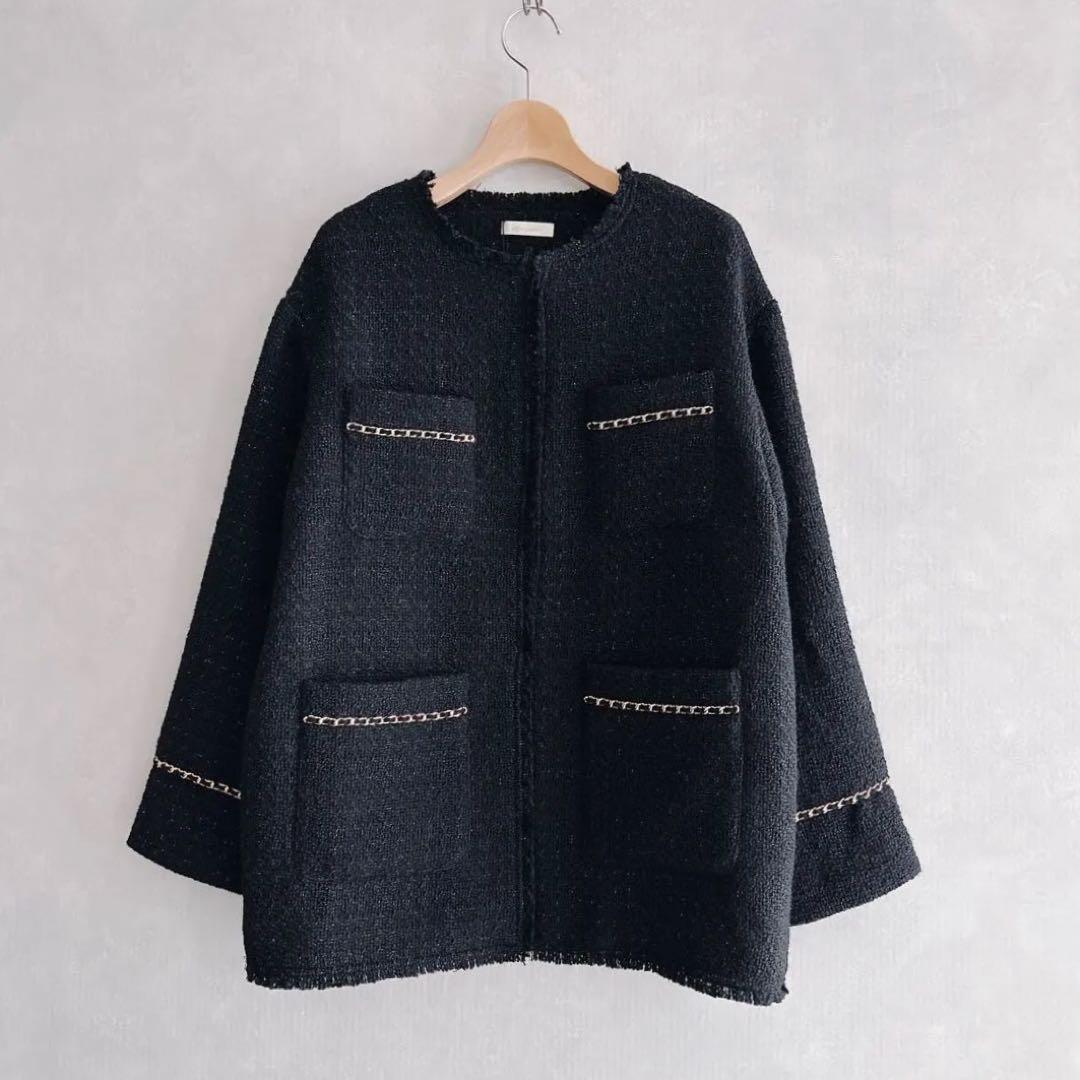 未使用　ラウンジドレス　チェーンツイードジャケット