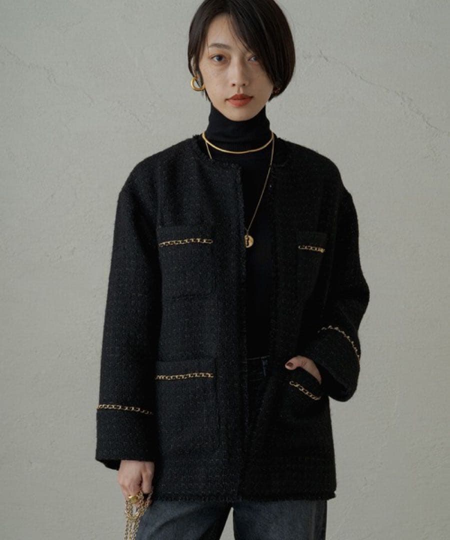 未使用　ラウンジドレス　チェーンツイードジャケット