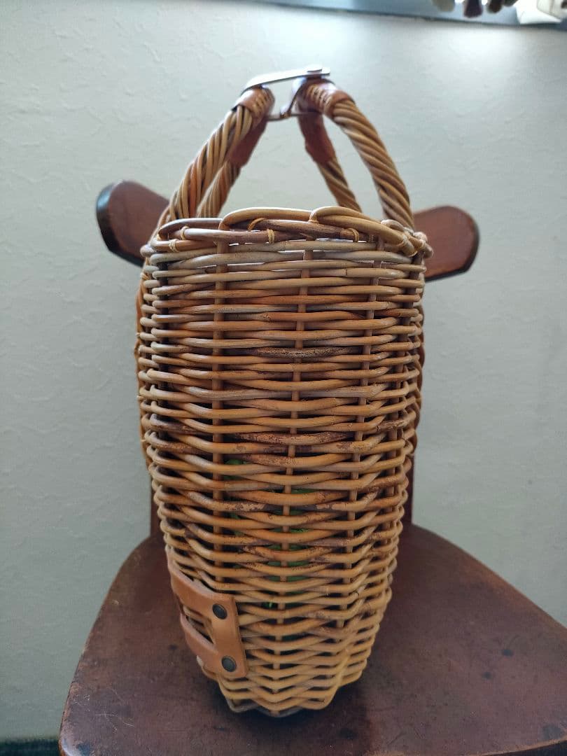 美品　ebagos エバゴス　紅籐カゴ　トートバッグ　ラビットファー